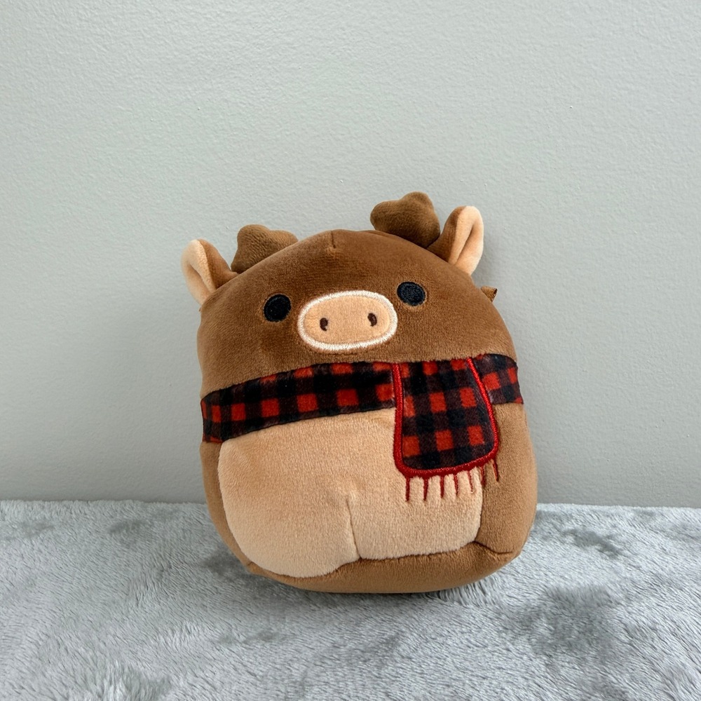 Squishmallows Maurice the Moose 5 Inch Christmas Plush Kellytoy Brown Plaid